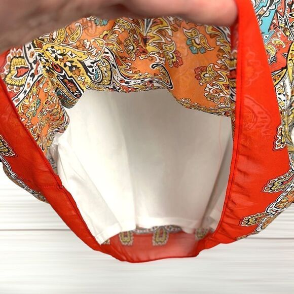 Roz & Ali Multicolor Paisley Print Flutter Sleeve Blouse Top XL - Picture 4 of 10